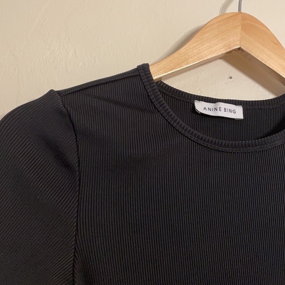 Anine Bing Flex Rib Jean Top Black S M - Picture 6 of 7